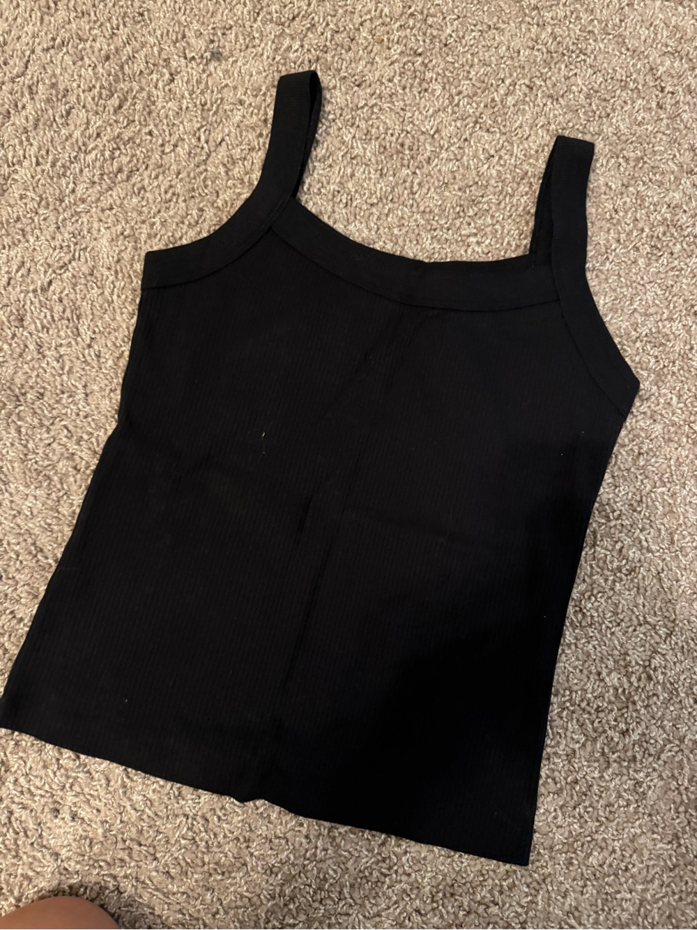 American Eagle Outfitters Black Ribbed Square-Neck Tank Top